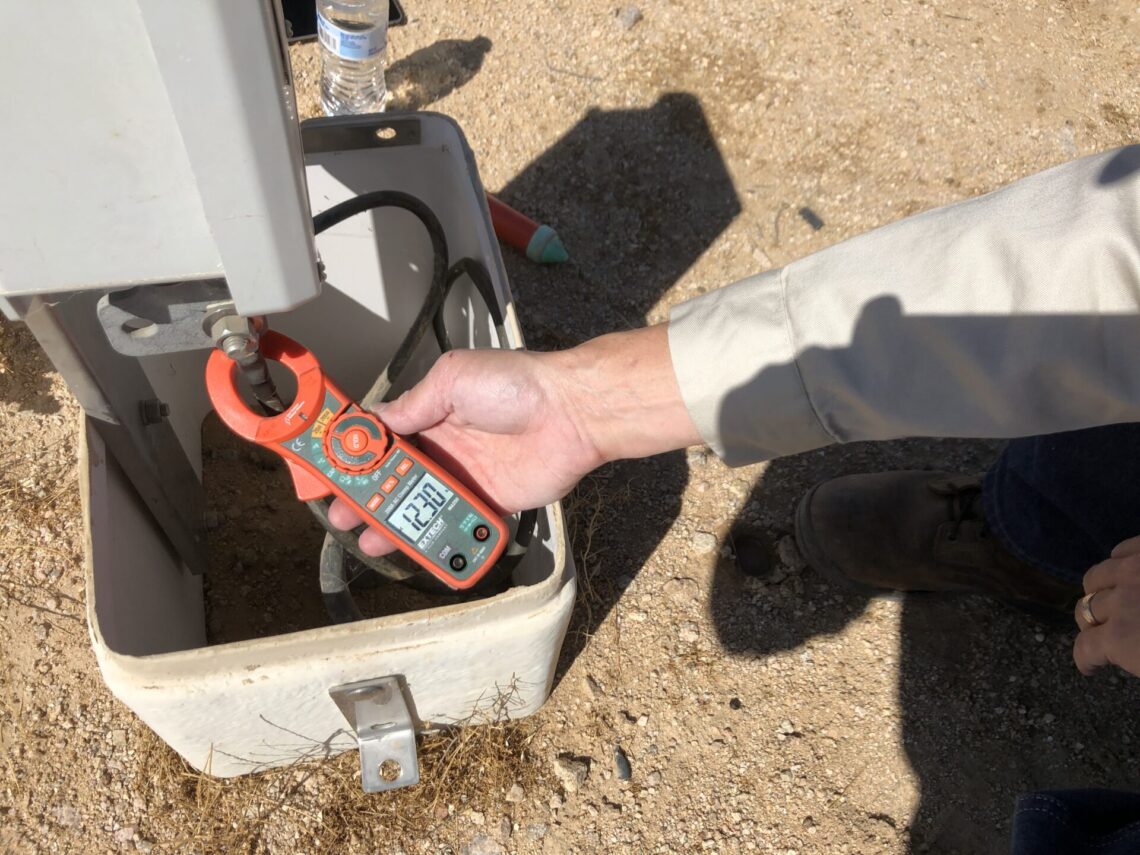 steady state AC current can easily be measured using a clamp-on ammeter